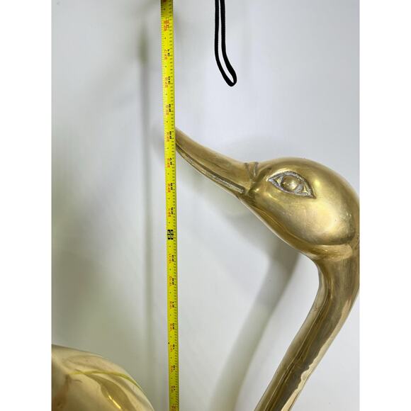 Stunning Pair Of Very Large Mid Century Modern Hollywood Regency Brass Swans, So - Picture 8 of 10
